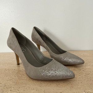 BCBG Paris Gray Shimmer NIB Gaminkha Heels 8M